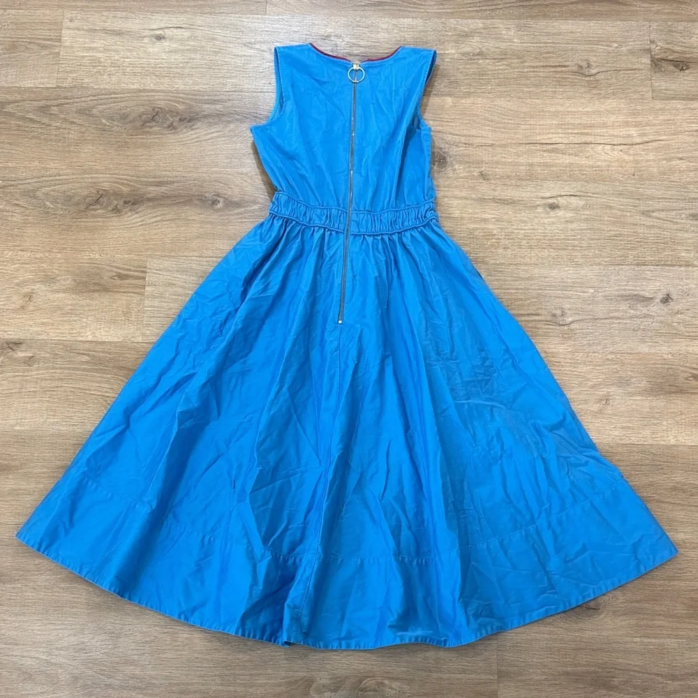 Roksanda Blue Midi Dress Sleeveless V-Neck Cinch Waist